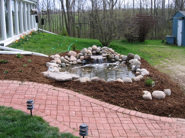 Pond and waterfall installed in Southeastern Wisconsin